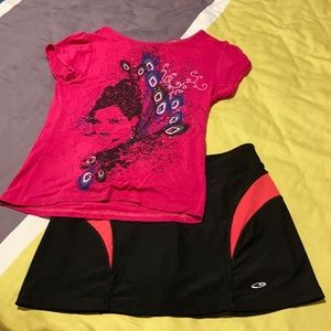 BUNDLE Girls Shirt & Skort Pink Skirt Large SALE